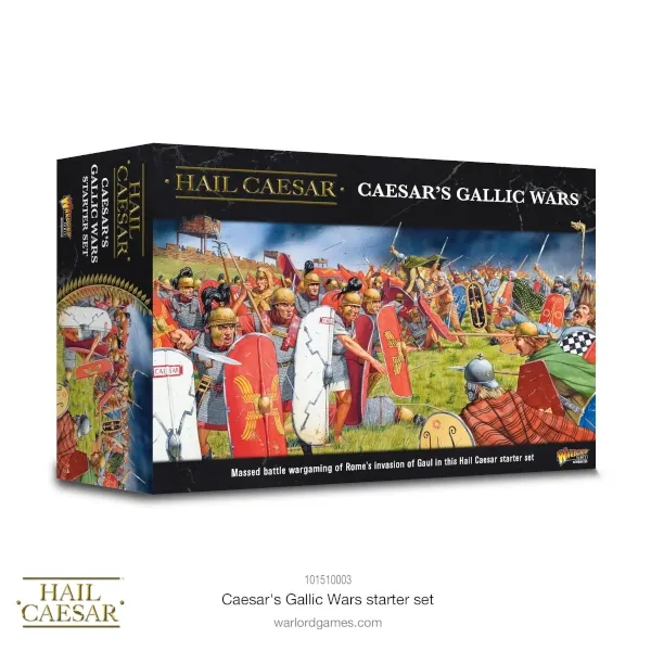 Hail Caesar Caesar’s Gallic Wars starter set box with Roman and Gallic battle artwork.