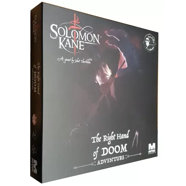 Box front: Solomon Kane The Right Hand of Doom expansion box with dark horror artwork.