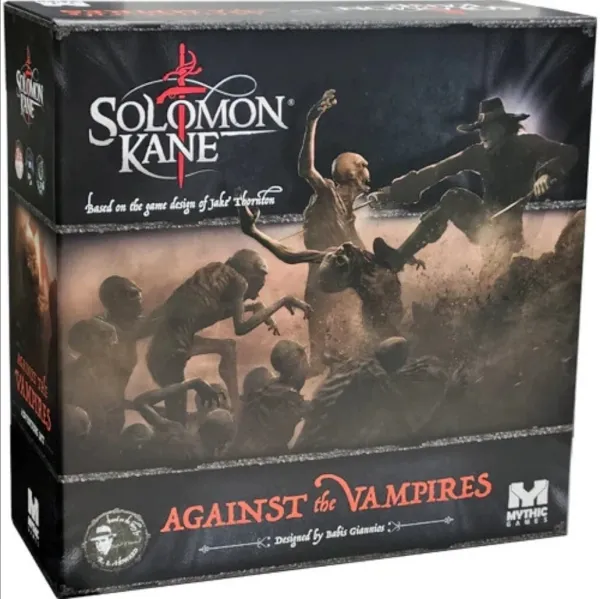 Box front: Solomon Kane Against the Vampires expansion box with dark vampire-hunting artwork.