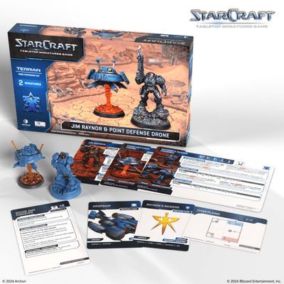 Starcraft the Miniatures Game Terran Jim Raynor &amp; Point Defense Drone