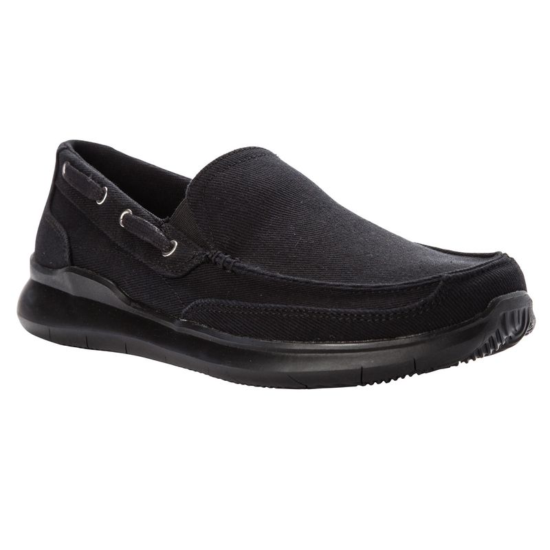 PROPET VIASOL CANVAS SLIP-ON SHOE, Color: BLK, Size: 095E