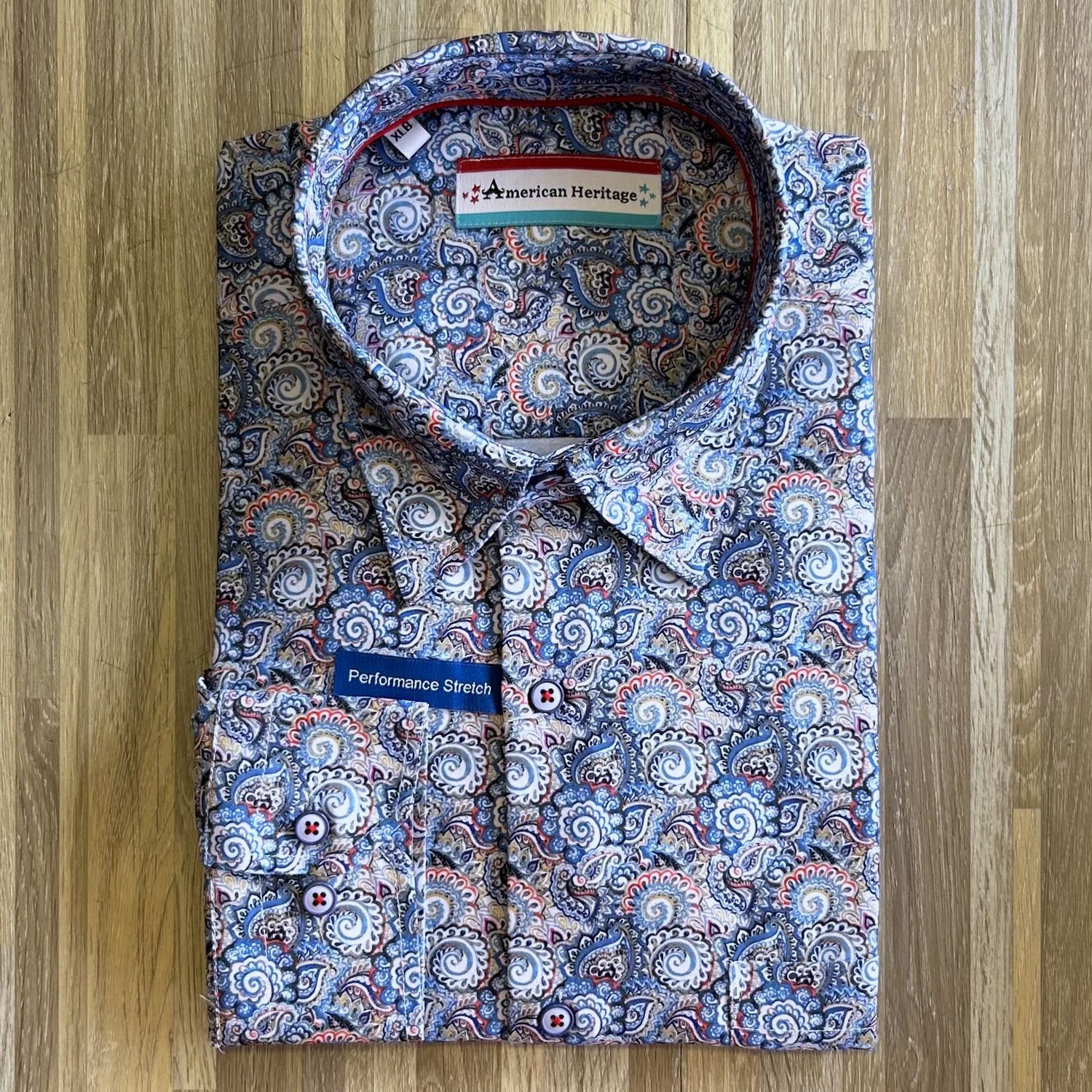 AH Swirly Paisley LS Performance Stretch Shirt