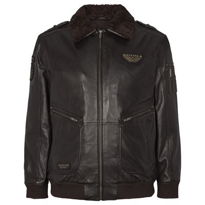 North 56Denim™ Leather Bomber Jacket