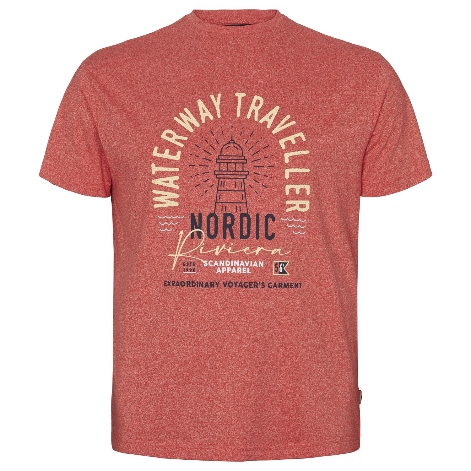 North 56°4 Nordic Riviera Melange SS T-Shirt, Color: 0390 Red Melange, Size: 1X