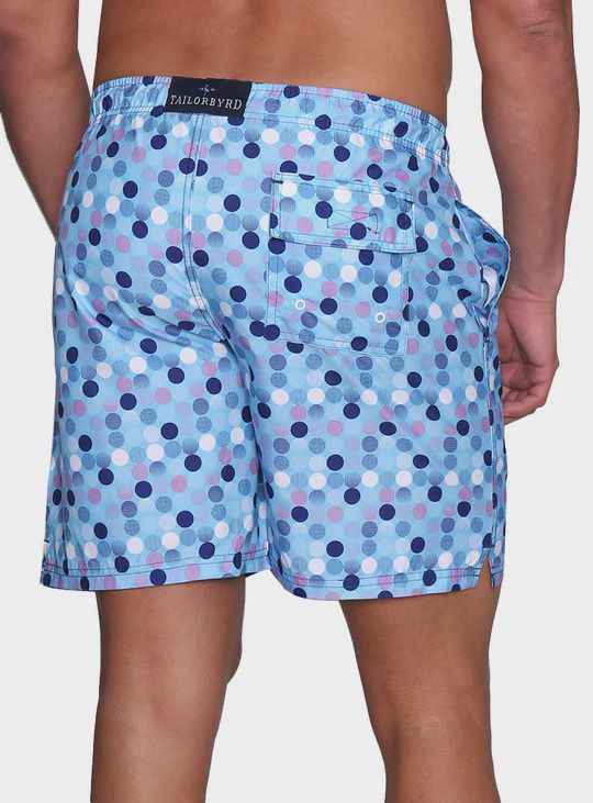 Tailorbyrd Multi Dots Swim Trunk, Color: Pool Blue, Size: 2X