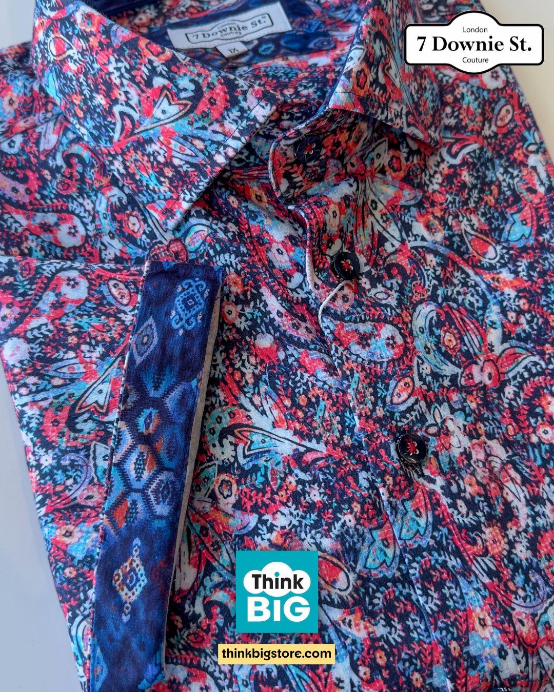 7 Downie St. SS Stretch Fashion Shirt, Color: Red+Multi, Size: 1X, Season: 2505