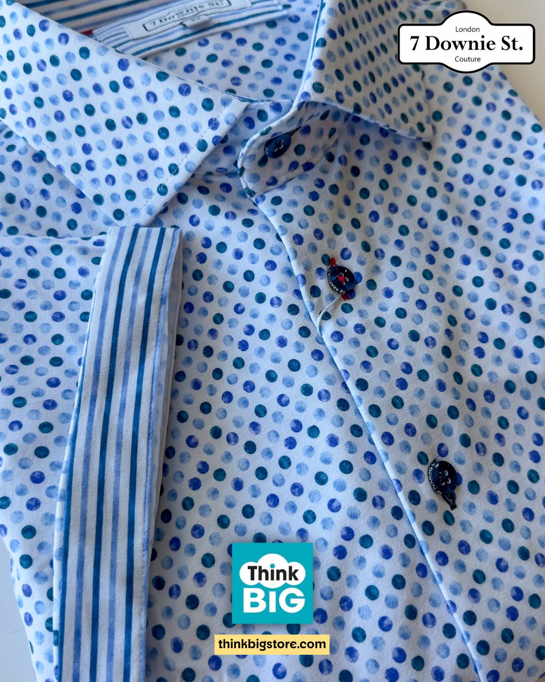 7 Downie St. Amore Purple Dot SS Stretch Fashion Shirt