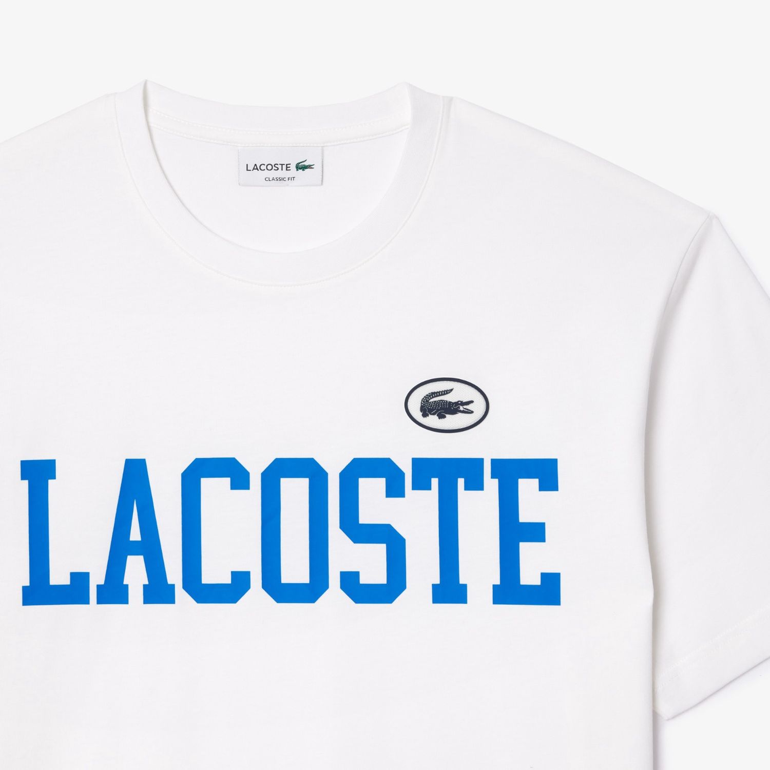 Lacoste XL Contrast Badge Logo T-Shirt SS, Color: 001 White, Size: 1X, Season: FTHRS25