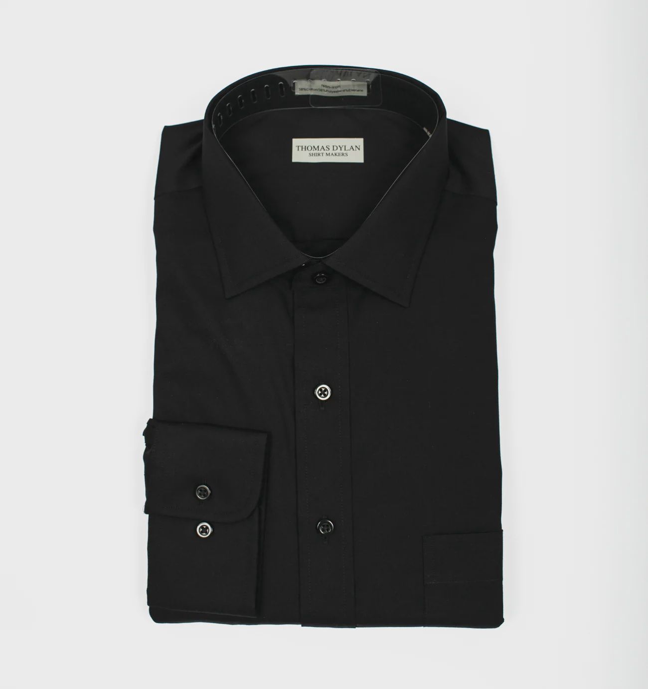 Thomas Dylan Black Spread Collar Stretch LS Dress Shirt