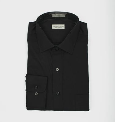Thomas Dylan Black Spread Collar Stretch LS Dress Shirt