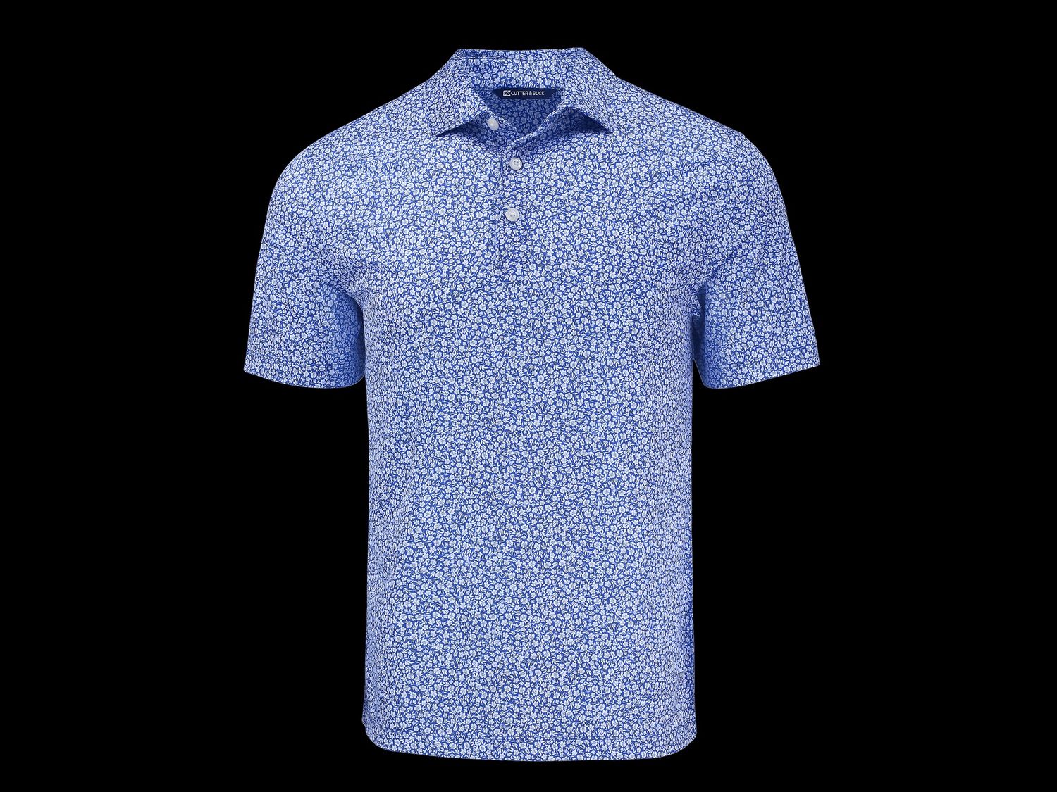 CB Pike Eco Flora Print Recycled  B&amp;T SS Polo CEN, Color: Celan Blue, Season: 2509, Size: 2X