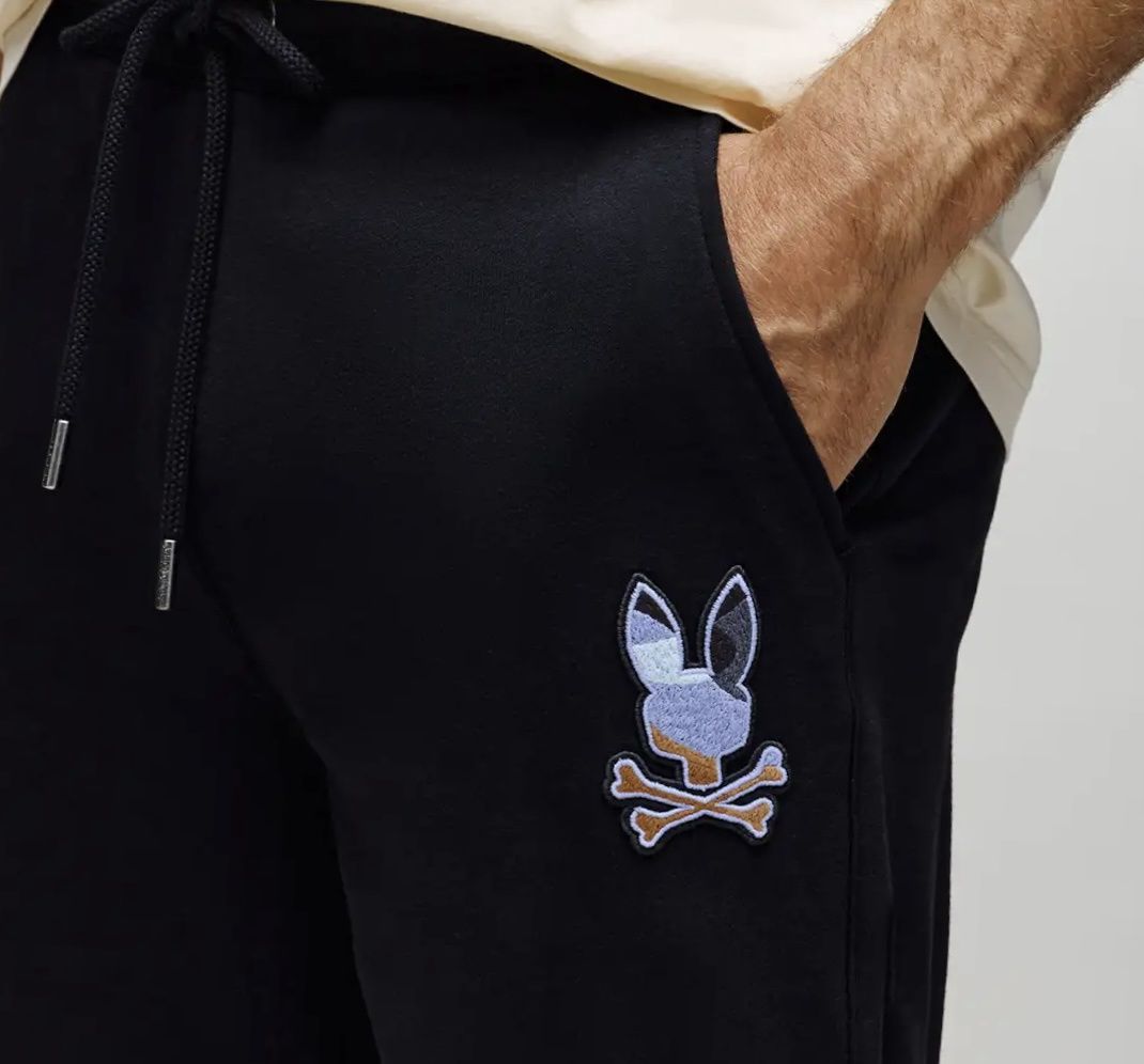 Psycho Bunny BT Dante Embroidered  Jogger Sweatpant, Color: 001 Black, Size: 6X