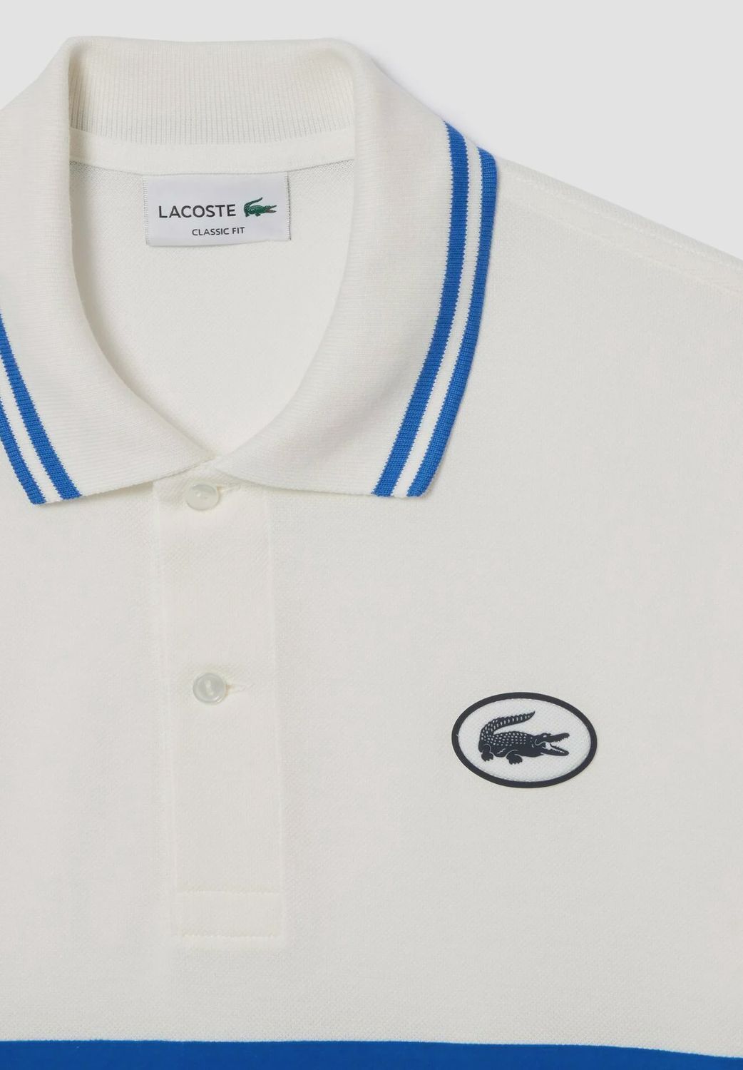 Lacoste Big Striped Badge Polo LTD, Color: IUP-Wht+BluStripes, Size: 2X
