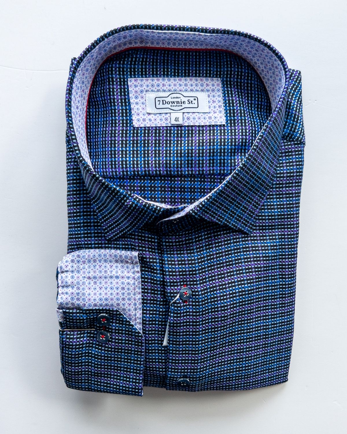 7 Downie St. Herring Hint LS Shirt, Color: Violet+Blue, Size: 1X