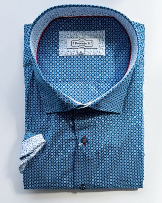7 Downie St. Blue Dotted Diamonds SS Shirt