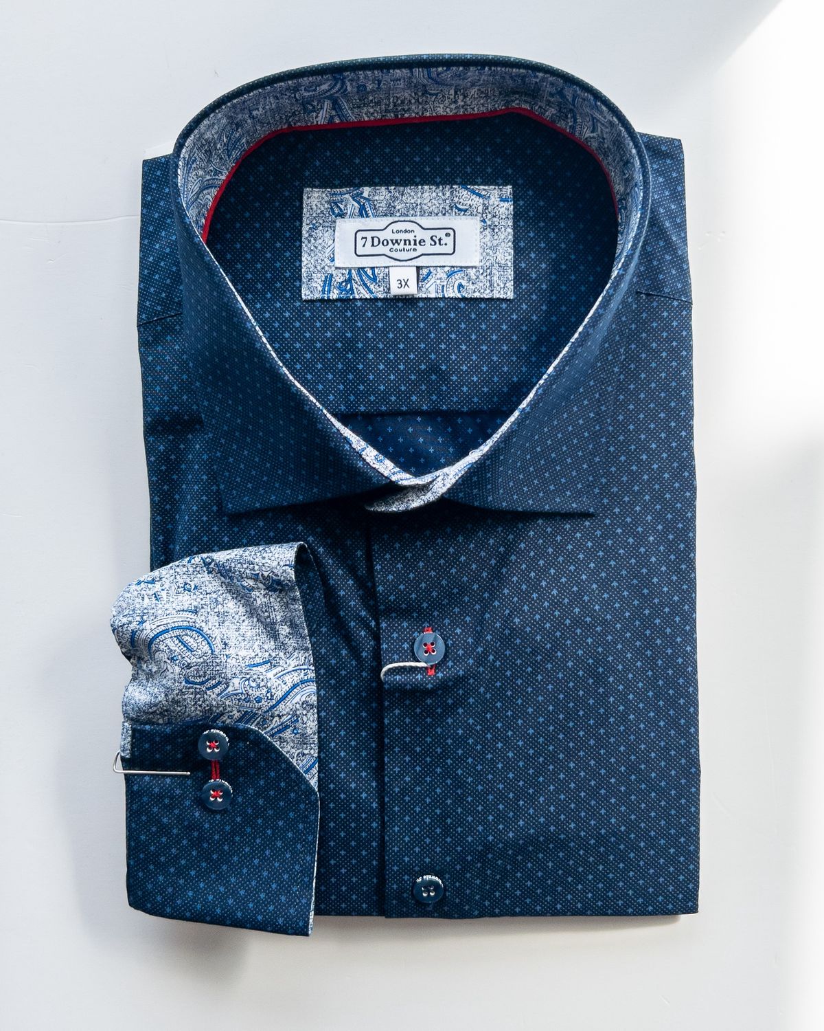 7 Downie St. Blue Stitches LS Shirts, Color: Dark Navy, Size: 2X