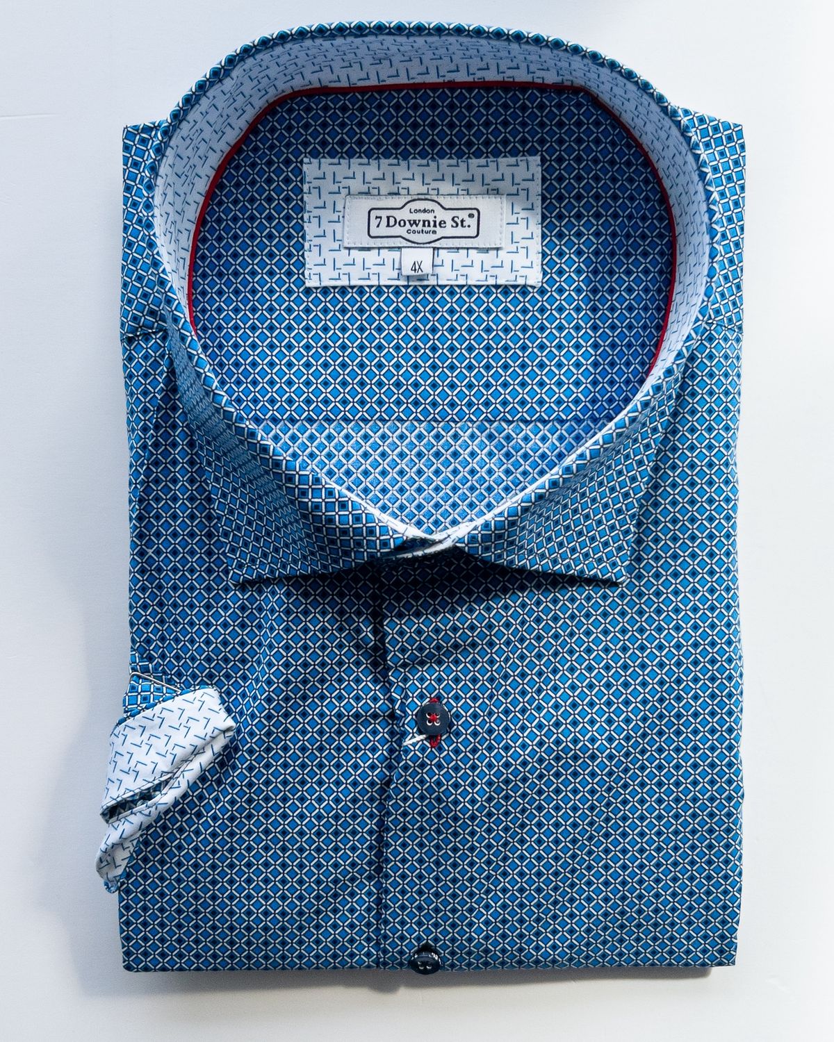 7 Downie St. Blue Dotted Diamonds SS Shirt, Color: Lt Sky Blue, Size: 1X