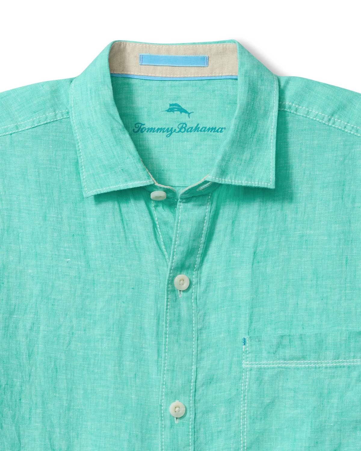 Tommy Bahama Paradise Breezer SS Linen Short, Color: Kohala Teal, Size: 1X