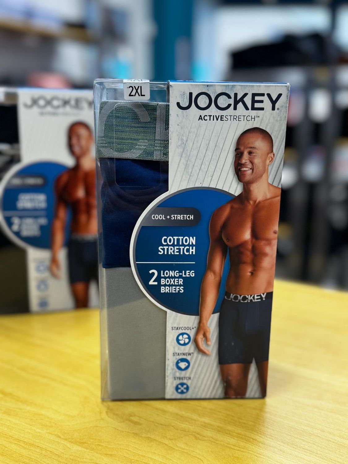 Jockey Big Man ActiveStretch™ Long Leg Boxer Brief - 2 Pack, Color: 428 Grey Dove+Marina Blue, Size: 2X