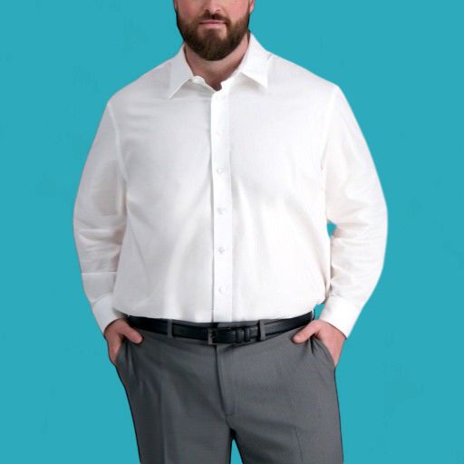Haggar Premium Comfort Dress Shirt LS, Color: WHITE, Size: 1X, Sleeve Size: 34"-35"