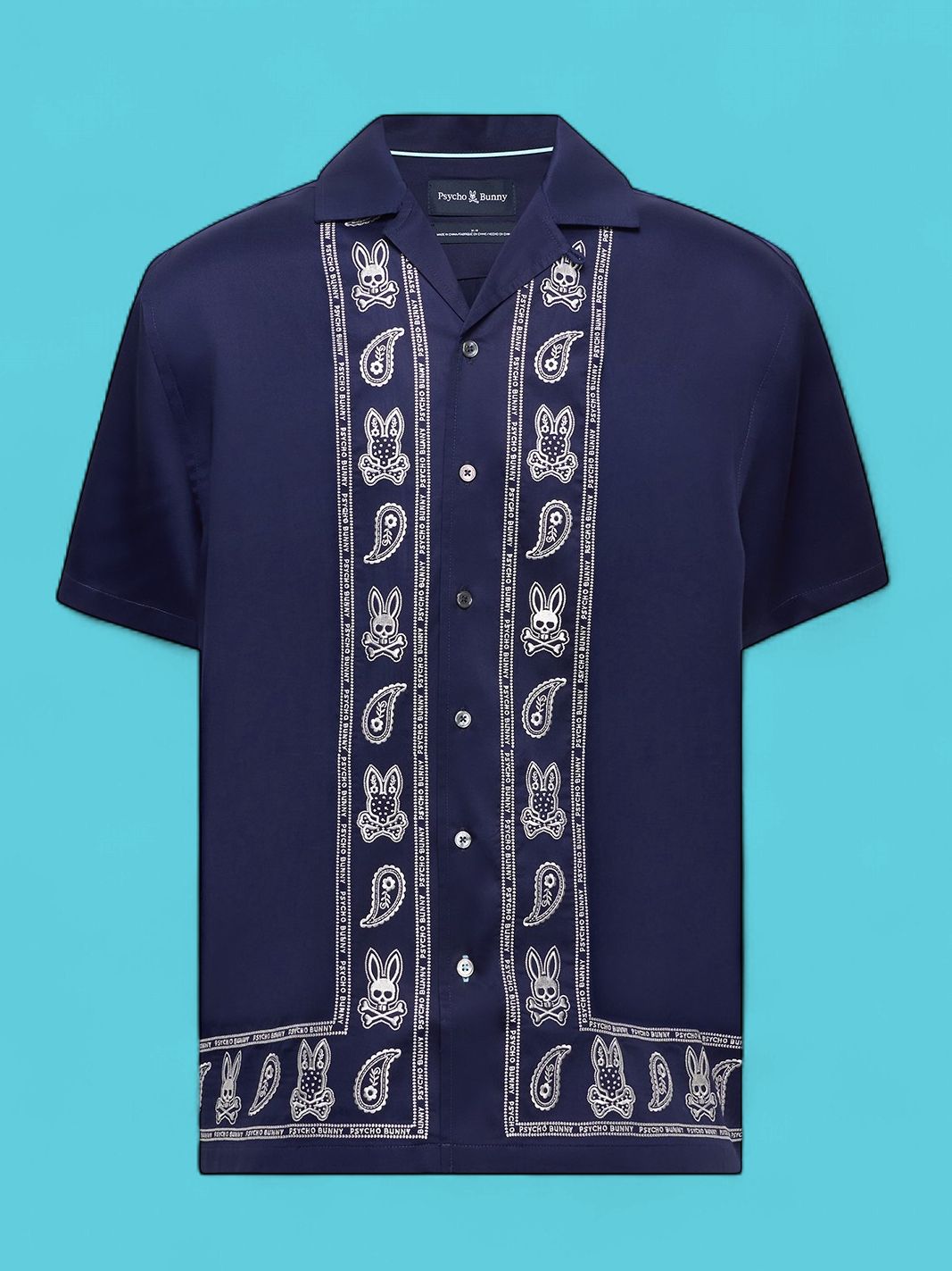 Psycho Bunny Luke Tencel Border SS Shirt, Color: 402-Evening Blue, Size: 1X