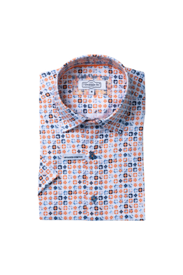 7 Downie St. Orange Mosaic SS Stretch Shirt
