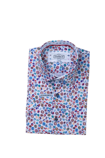 7 Downie St. Beach Ballin SS Stretch Shirt, Color: White+Multi, Size: 1XB