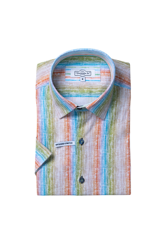 7 Downie St. Pastel Band SS Stretch Shirt