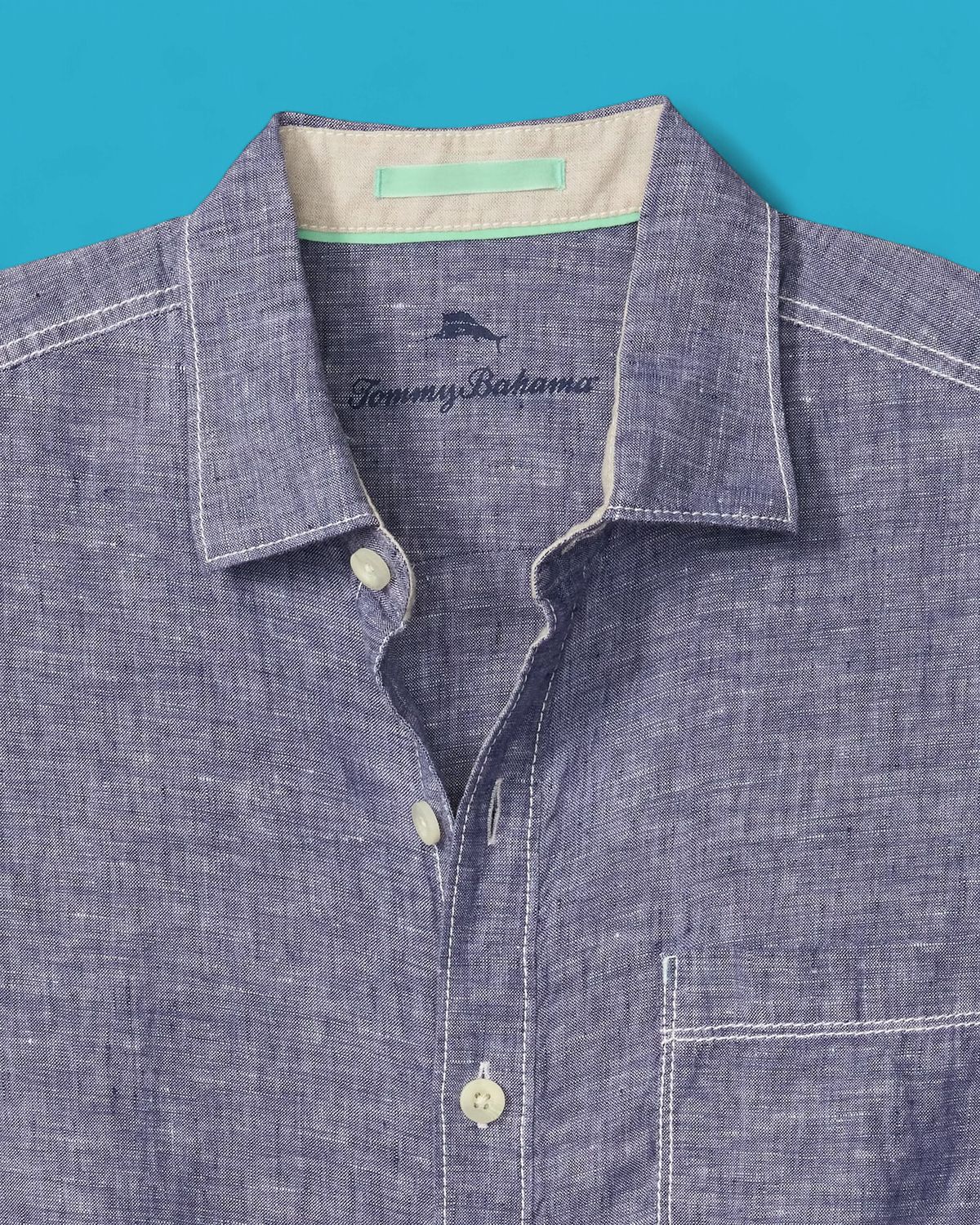 Tommy Bahama Paradise Breezer Linen LS Shirt, Color: Island Navy, Size: 1X