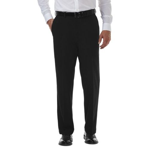 Haggar Big &amp; Tall Flat Front Cool 18® Pro Pant, Color: BLACK, Size: 40W30L