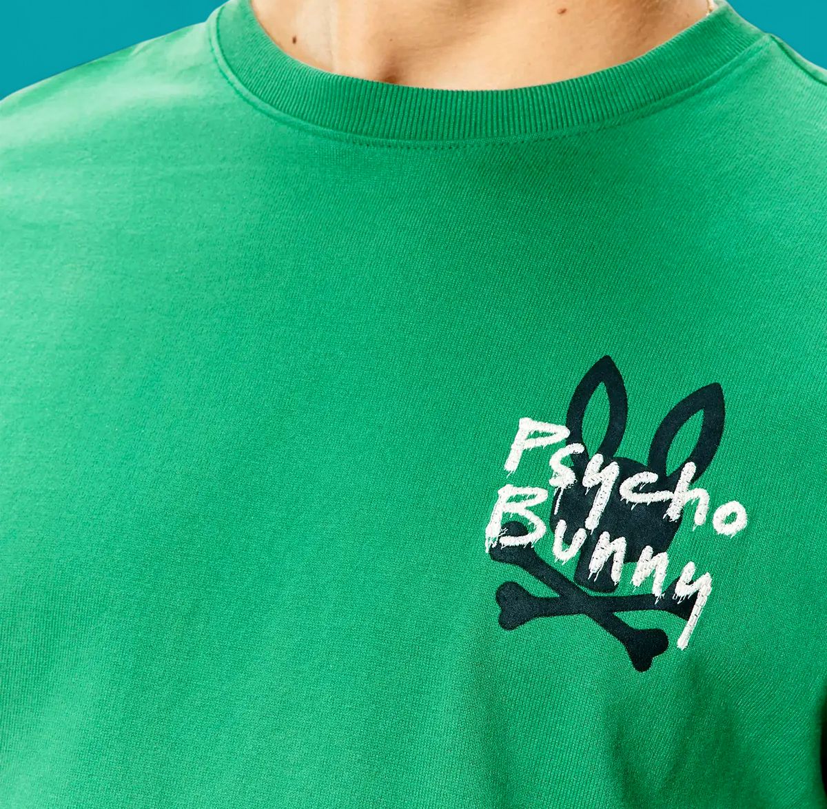 Psycho Bunny Duncan Oversized Embroidered T-Shirt, Color: Leprechaun, Size: 2X