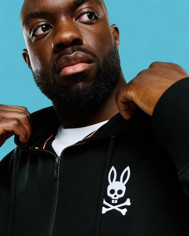 Psycho Bunny Haiden Relaxed Brushed Fleece Zip Hoodie-Black
