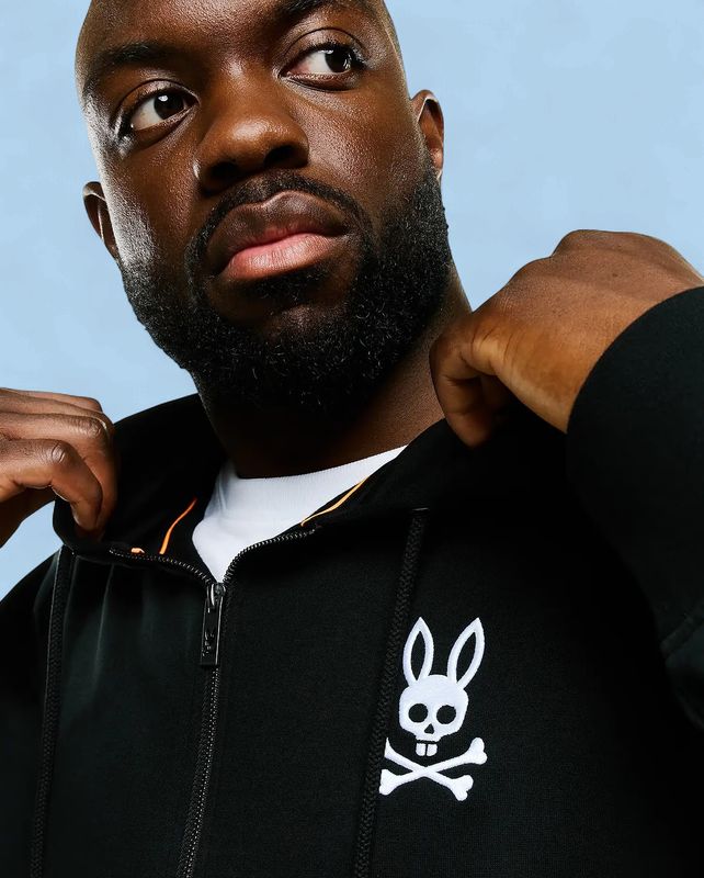 Psycho Bunny Haiden Relaxed Brushed Fleece Zip Hoodie-Black