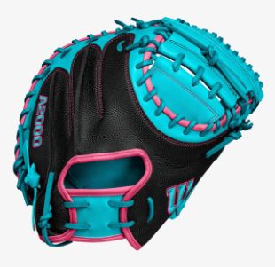 WILSON 2024 FALL A2000 CM33 BLACK/TEAL/ 33 &quot; RHT CATCHERS MITT