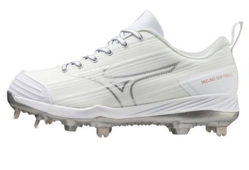 Mizuno Womens Sweep 6 Metal low Softball Cleat, Size: 6, Colour: White