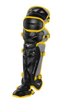 MIZUNO Samurai Adult Baseball Shin Guards 16.5&quot; BLK/YELLOW