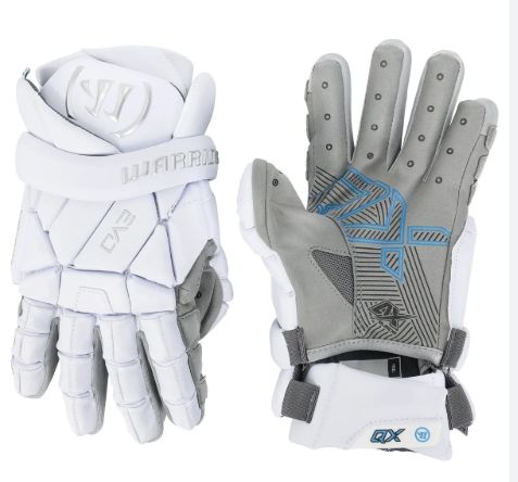 Warrior Evo QX Lacrosse Gloves, Size: Med, COLOR: White