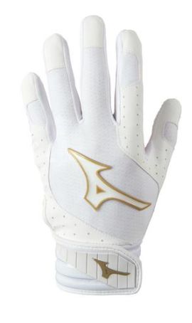 MIZUNO Finch Women&#39;s Softball Padded Batting Glove, Colour: Wht/Gld, Size: xs