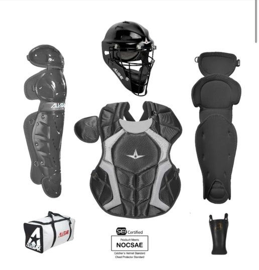 ALL-STAR PLAYERS SERIES CATCHING KIT - MVP2300, CPCC1216PS, LG1216PS, THROAT GUARD, BAG, Colour: BLACK, Size: AGE 12-16