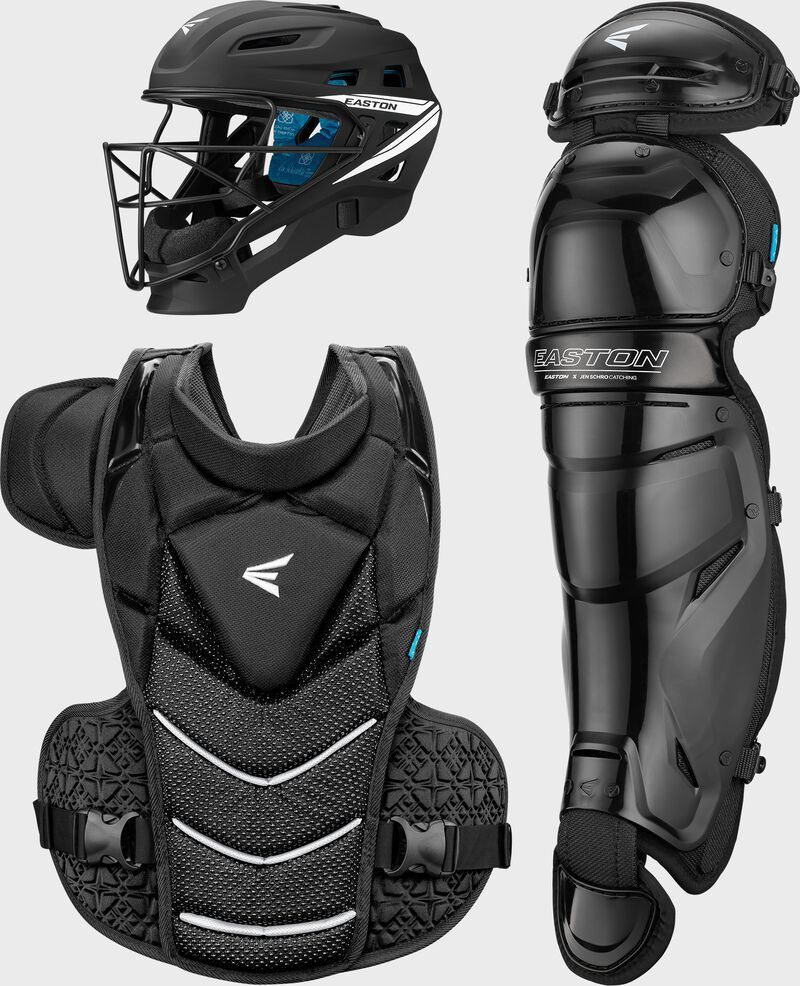 EASTON JEN SCHRO THE VERY BEST™ FEMALE SOFTBALL CATCHERS PROTECTIVE COLLECTION BOX SET KIT, Colour: BLACK, Size: LARGE