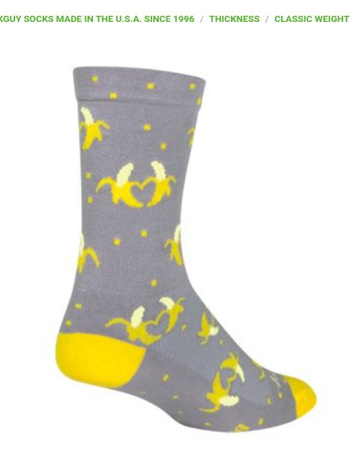 SOCKGUY BANANAS CREW SOCKS, Size: L/XL (9-13)