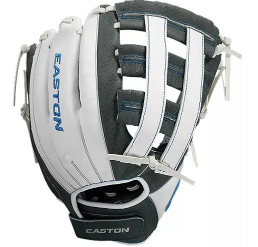 EASTON GHOST FLEX YOUTH SERIES SOFTBALL GLOVE, BALL GLOVE HAND: RHT, Colour: GRY/WHT/CAROLINA BLUE, Size: 12 INCH