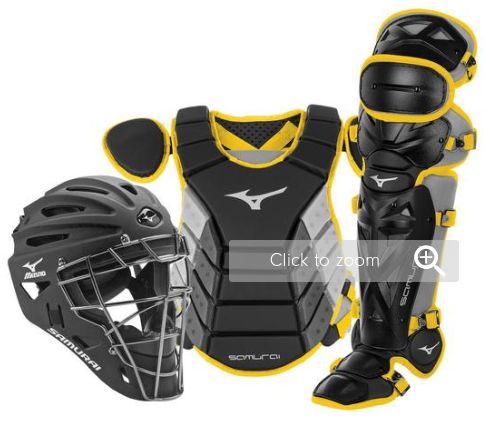 Mizuno Samurai Youth Catcher&#39;s Box Set, Size: Youth, Colour: Black/yellow