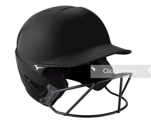 MIZUNO F6 BATTING HELMET WITH FASTPITCH MASK, Size: S/M (6 3/4&quot; - 7 3/8&quot;), Colour: BLACK