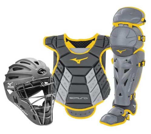 Mizuno Samurai Catcher&#39;s Box Set - Women&#39;s, Size: Women&#39;s 13&quot;-14&quot;, Colour: Grey/Yellow