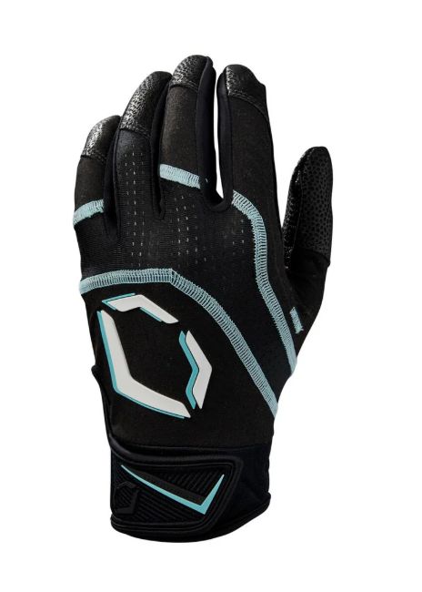 EVOSHIELD KHAOS BATTING GLOVE, Size: LARGE, Colour: BLK/WHT/TEAL
