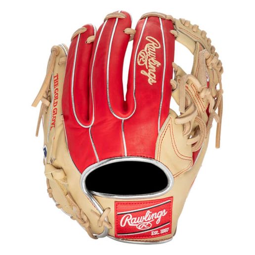 RAWLINGS &quot;HEART OF THE HIDE&quot; READY-2-GO SERIES 11.5&quot; PROR934-2CS RHT BASEBALL GLOVE - BLONDE/RED/SILVER