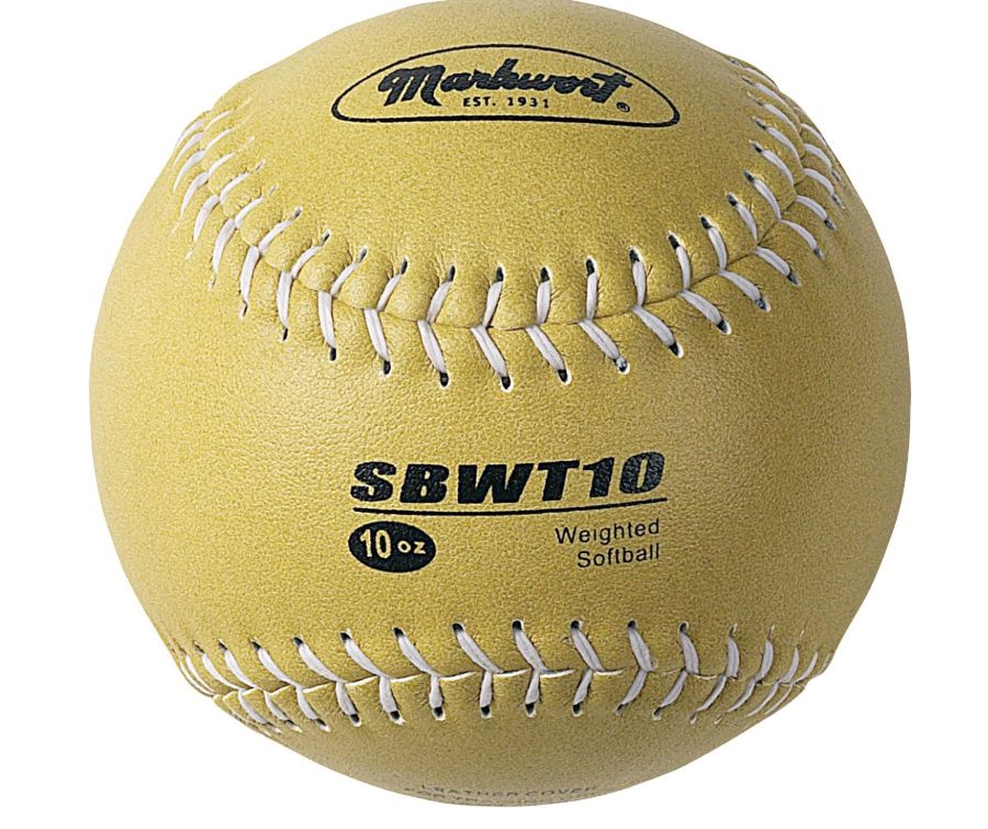 MARKWORT WEIGHTED LEATHER SOFTBALLS, Size: 11&quot;, weight: 10oz, Colour: OLIVE