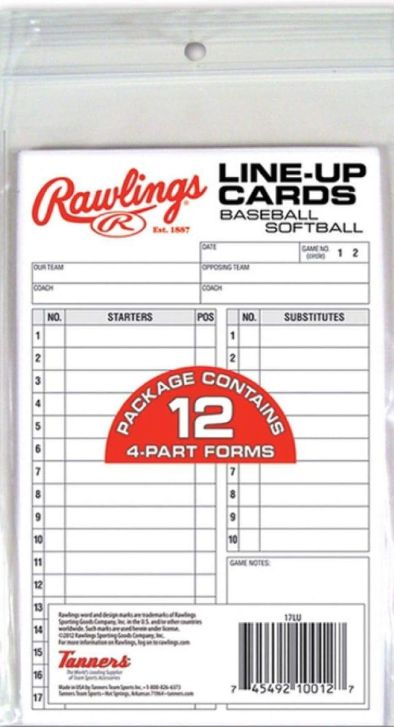 RAWLINGS LINE-UP CARDS (12 CARDS)