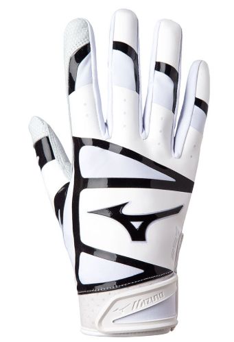 MIZUNO 257 BATTING GLOVES, Colour: WHITE/BLACK, Size: LARGE